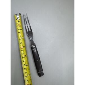 Antique 3-Tine Carving / Roasting Fork Early Blacksmith Handmade Wood Handle